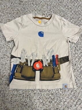 Carhartt Beige Short-Sleeve Tee with Tool Belt Graphic